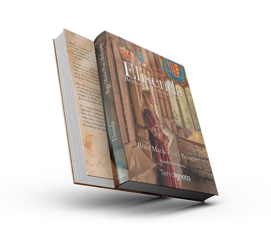 Portada y contraportada del libro Elisenda, Reina de la corona de Aragón en bookcovertrailer.es