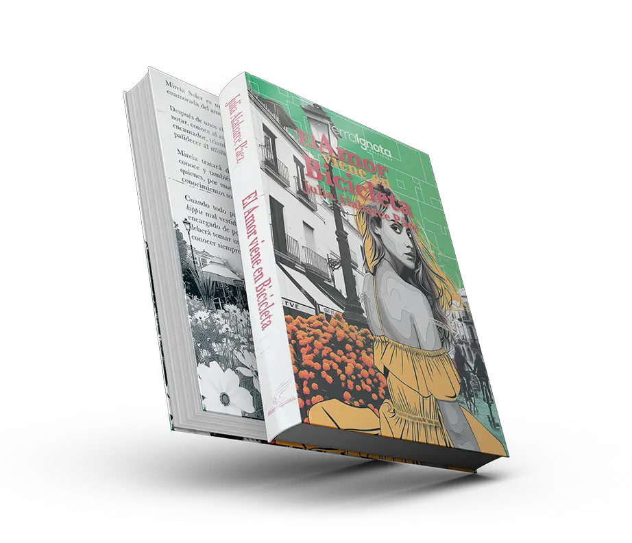 Portada y contraportada del libro El Amor viene en Bicicleta en bookcovertrailer.es